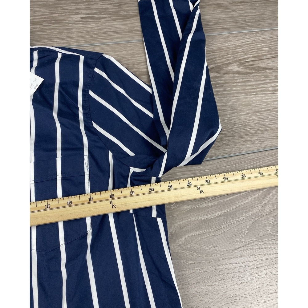J Crew Women's Long Sleeve Vertical Striped Button Up Shirt Blue Sz L New - Picture 8 of 9